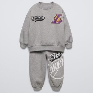 Zara Kids Los Angeles Lakers Gray NBA Sweatshirt and Joggers Set
